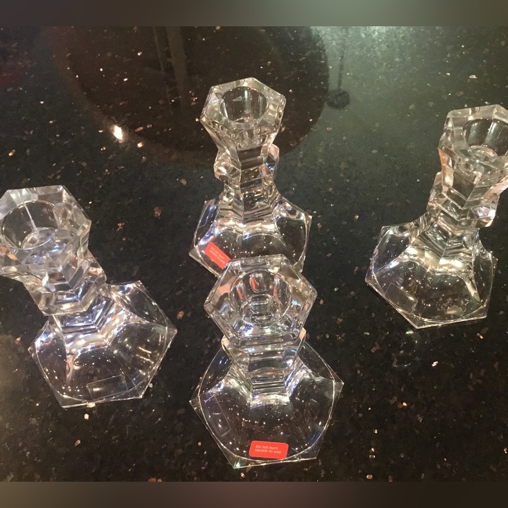 Two Crystal Towles candle stick holders (one set)